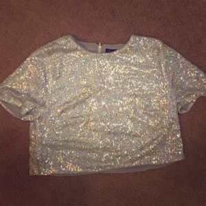 Loose Sparkly Crop Top